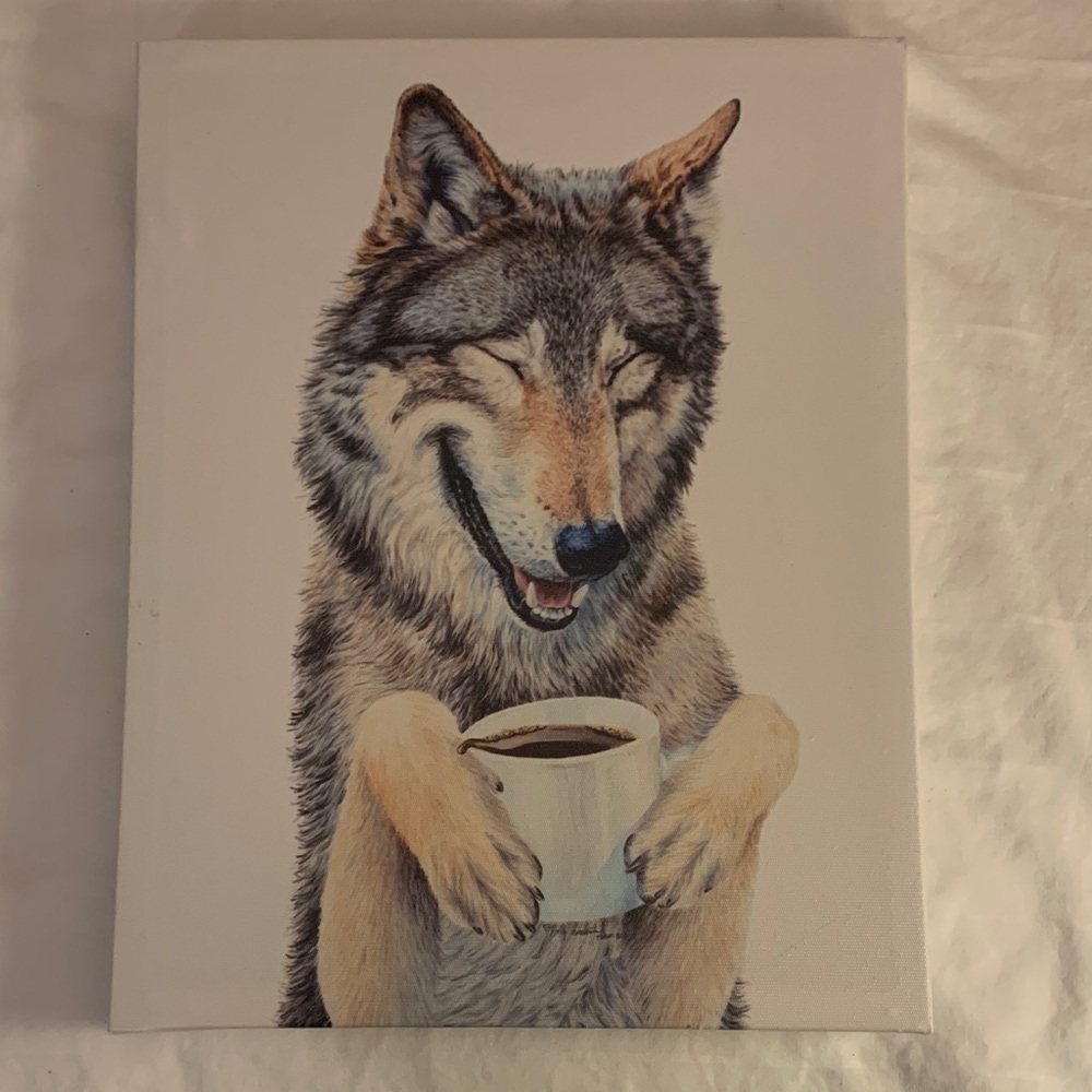 Wolf Canvas Art with Coffee